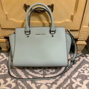 Michael Kors Pale Mint Saffiano Satchel with Shoulder Strap